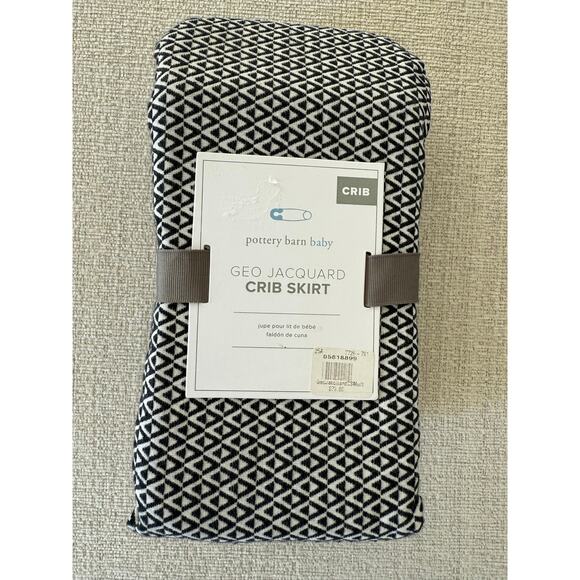NWT POTTERY BARN BABY KIDS GEO JACQUARD CRIB BED SKIRT Black White 
Chic - Picture 1 of 2